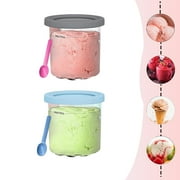 2Pack Ice Cream Pint Containers Replacement for Ninja Creami Pints and Lids, Compatible with NC301 NC300 NC299AMZ Series Ice Cream Maker, BPA-Free \u0026 Dishwasher Safe, with 2Scoops